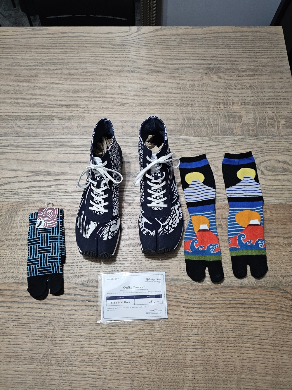 Indigo Ninja One Of A Kind Recycled Kimono Tabi Shoes Tokyo Japan W/ Socks